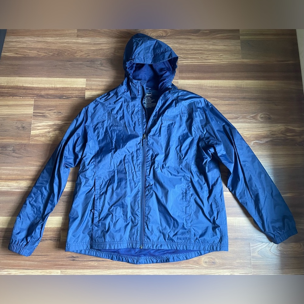 Men’s L.L.Bean Blue Hooded Lightweight Windbreaker Jacket Size XL - Picture 2 of 5